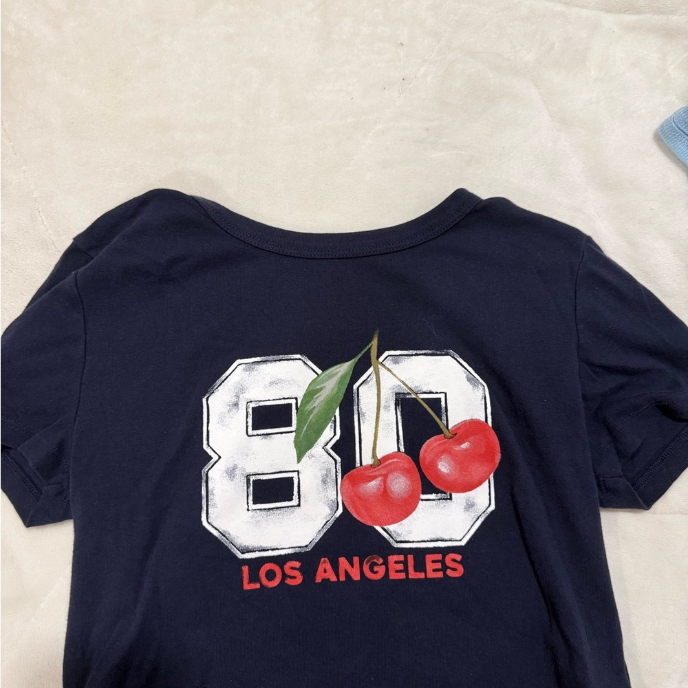 Navy Shirt with Cherry Design